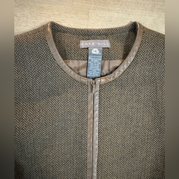 Kate Hill wool blend Taupe Herringbone Jacket - Picture 3 of 8